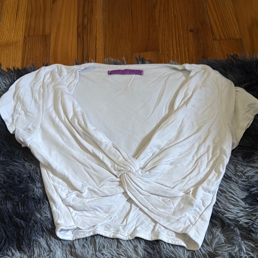 White Twist-Front Women's Top